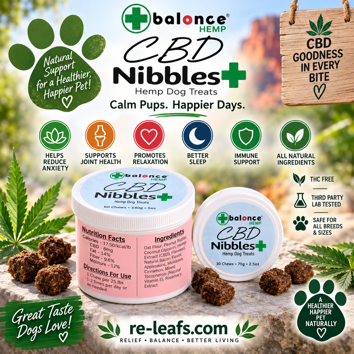 Hemp CBD - 60 Count Calming Nibbles for dogs